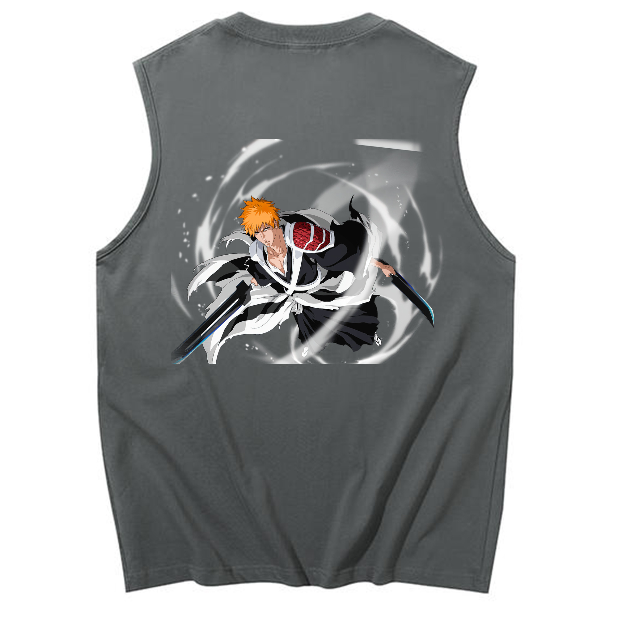 （画像用） ブリーチ 黒崎一護（くろさき いちご）BLEACH Kurosaki Ichigo コットン100％タンクトップ（背面プリント）
